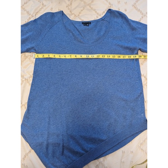 Theory Size L/G Beautiful Blue Short Sleeve Cotton & Cashmere Sweater Top - Picture 11 of 12